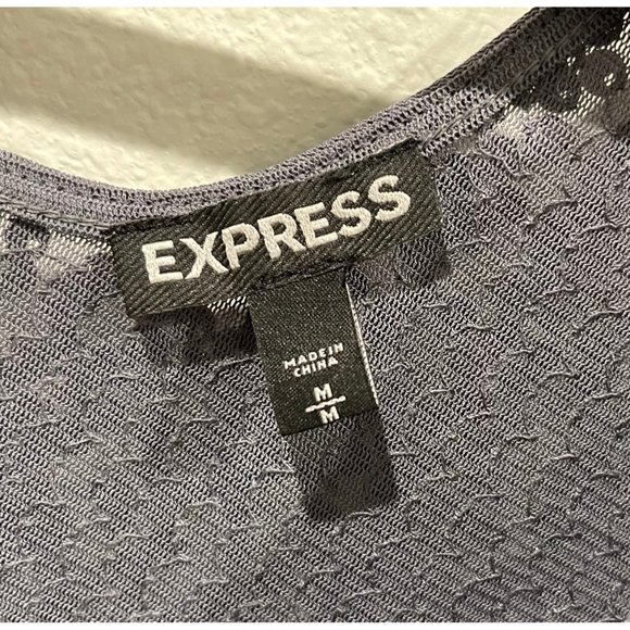 EXPRESS Grey Sequin Short Sleeve Blouse - Picture 2 of 3